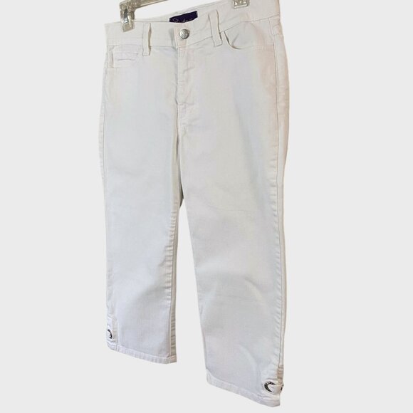 NYDJ Lift-Tuck Crop Capri Denim Jeans Women's Size 8P White Casual Comfort Fit - Picture 2 of 12